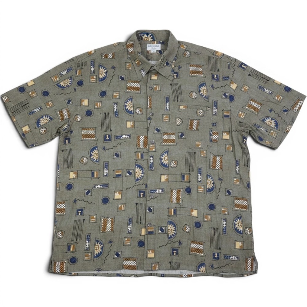 Tuttle Golf Collection Mens XXL Geometric Abstract Shirt Made in Italy Olive